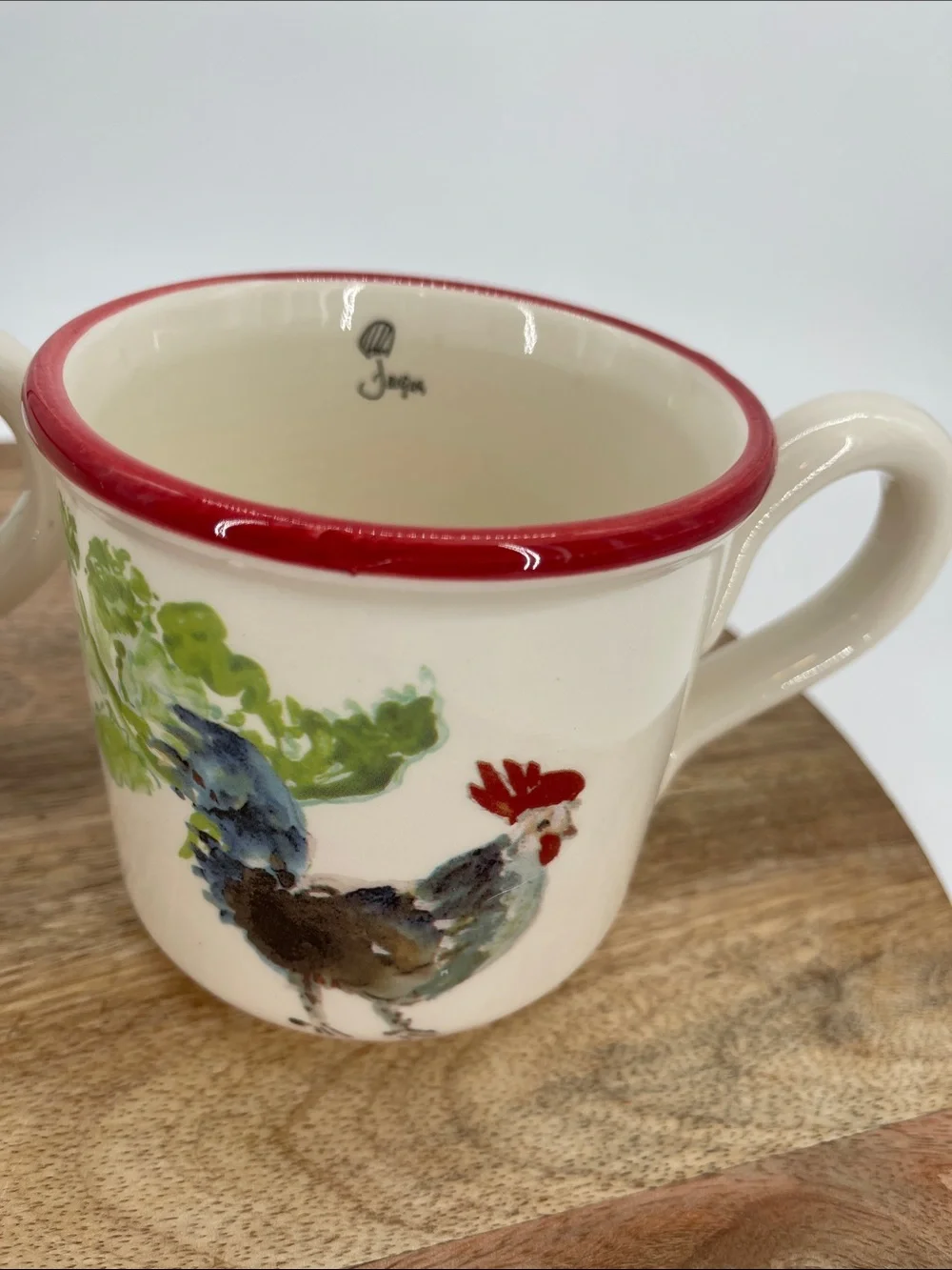 Sur La Table Jacques Pepin Rooster Collection Discontinued Earthenware Mugs-Two